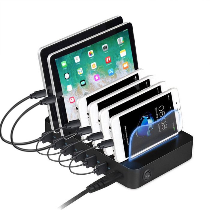 6 USB Port Dock Desktop Mobile Phone Charging Station for Phone x 8 7 6 / 6 Plus,Galaxy or power bank charging