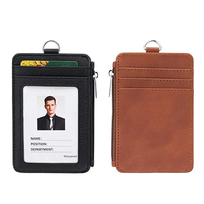 PU Leather ID Name Badge Card Holder