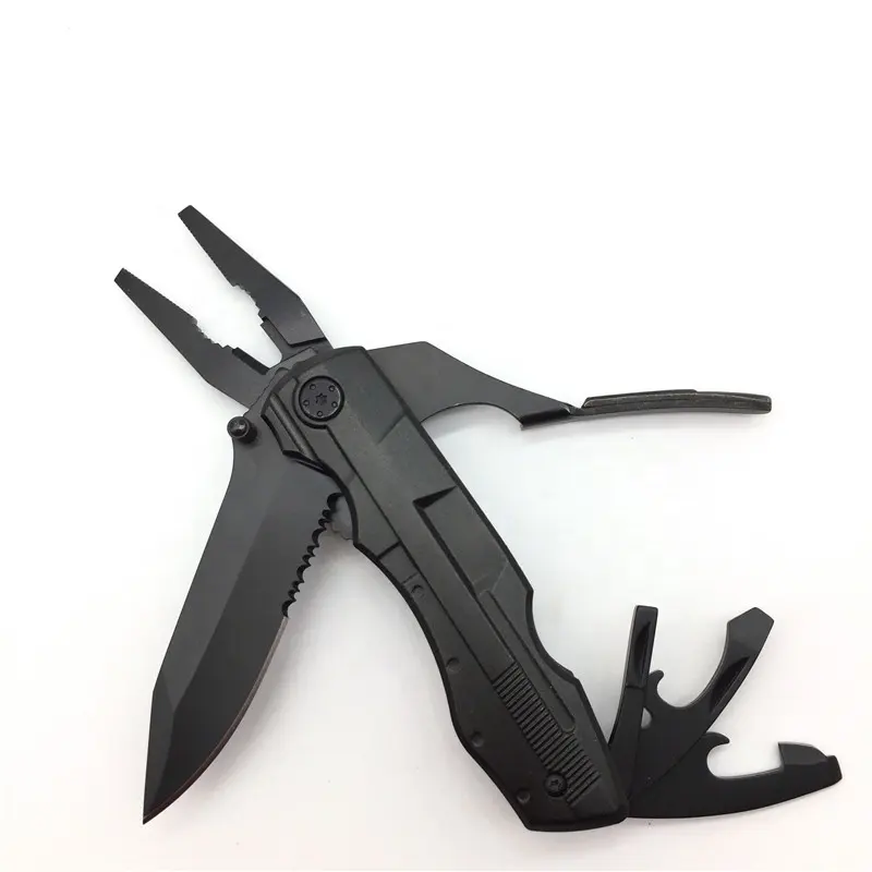 Multitool Pliers Tactical Multitool For Men With Combat Knife Pincers /Screwdriver, Black Ballistic Nylon Sheath Custom LOGO