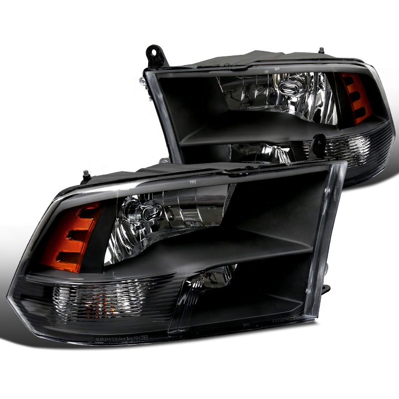 Подходит для автомобильных фар Dodge Ram 2009-2018 1500 2500 3500 пикапа Quad Style черные фары передние фары