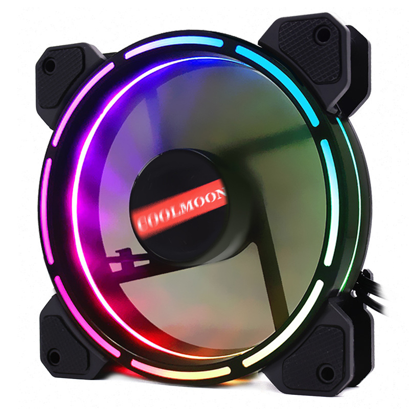 Coolmoon Light Wheel 1 Заводская цена ПК Вентилятор охлаждения светодиодный контроллер Радиочастотный пульт дистанционного управления Двойная диафрагма корпус компьютера 120 мм rgb вентилятор