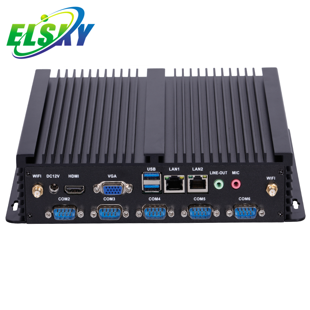 Дешевый Встроенный промышленный компьютер без вентилятора с Mini-PCIE 9COM 2LAN 4USB 1LPT, промышленный мини-ПК wifi 3G/4G/GPS DDR4