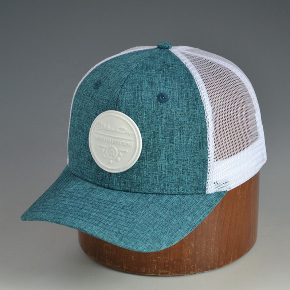 Rubber Patch Logo Custom Slightly curved brim Classic 6 Panel Trucker cap
