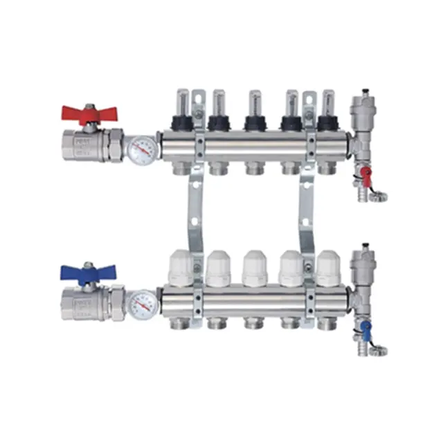 Factory price wholesale brass central radiant floor heating manifold 2-12 ports of water underfloor heating manifold
