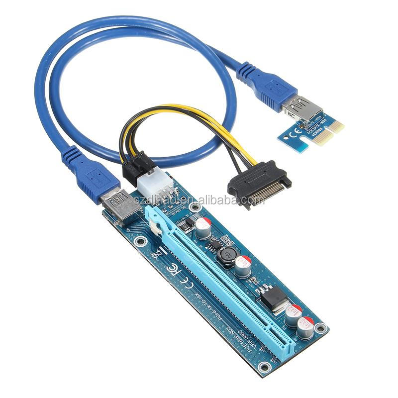Pci-e Express расширитель переходная карта 1x до 16x Высокоскоростной USB 3,0 кабель Molex Power для биткоина