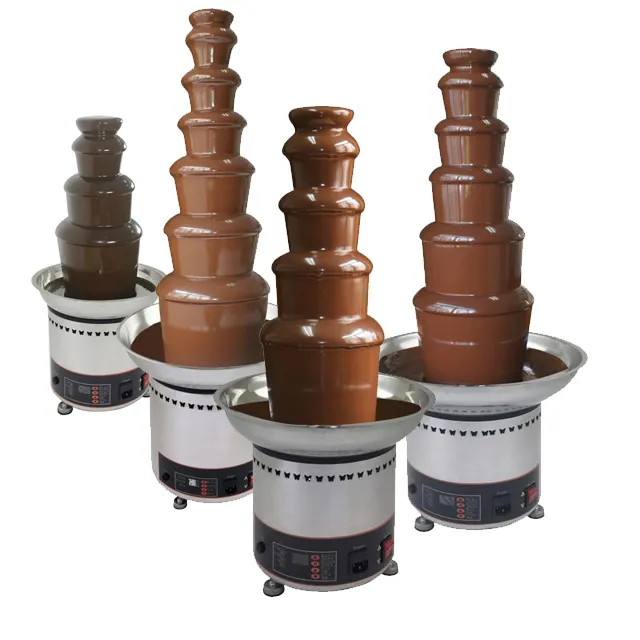 Digital display Commercial 304# stainless steel 4/5/6/7 layer Chocolate Fountain