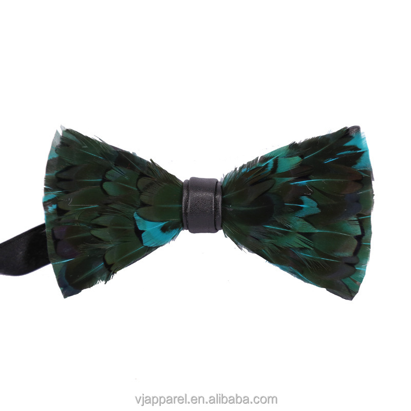 Перо Bowtie для мужчин формальные свадебные ручной работы натуральный регулируемый кожаный галстук