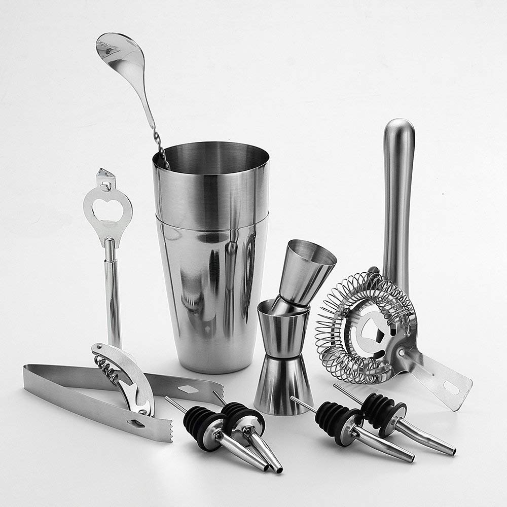 Bartender Set 9Pcs Wine Tools Bar Drink Cocktail Mixer Mixing Kit With Carry Case