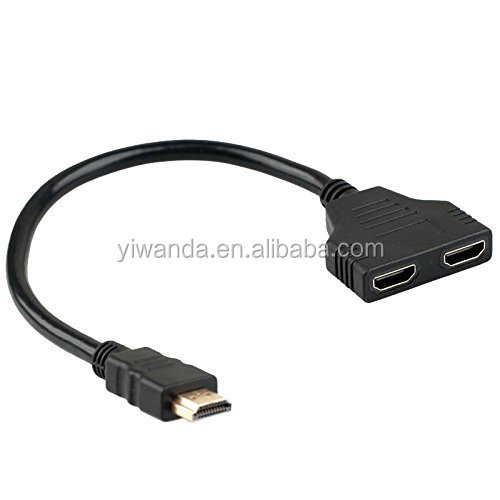Оптовая продажа 1080P HDMI штекер к 2 HDMI разъем 1 в 2 выхода сплиттер черный кабель адаптер конвертер