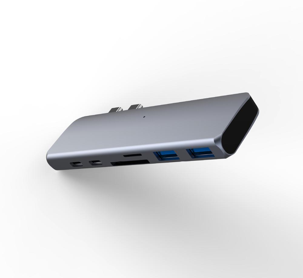 ILINK USB C концентратор, Dual Type C концентратор 7 в 1 адаптер 4K HD-MI USB 3,0 кард-ридер ключ для MacBook Pro Mac USB Тип C концентратор