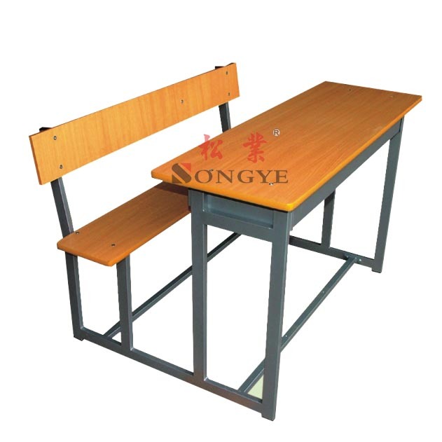 School furniture school sets Chinese supplier double school desk and chair attached