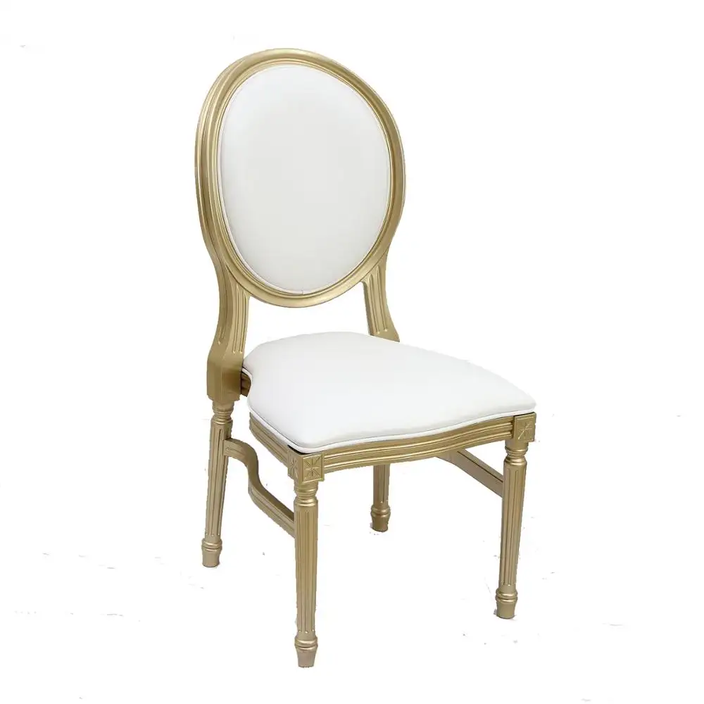 Factory price white and gold leather wedding chair