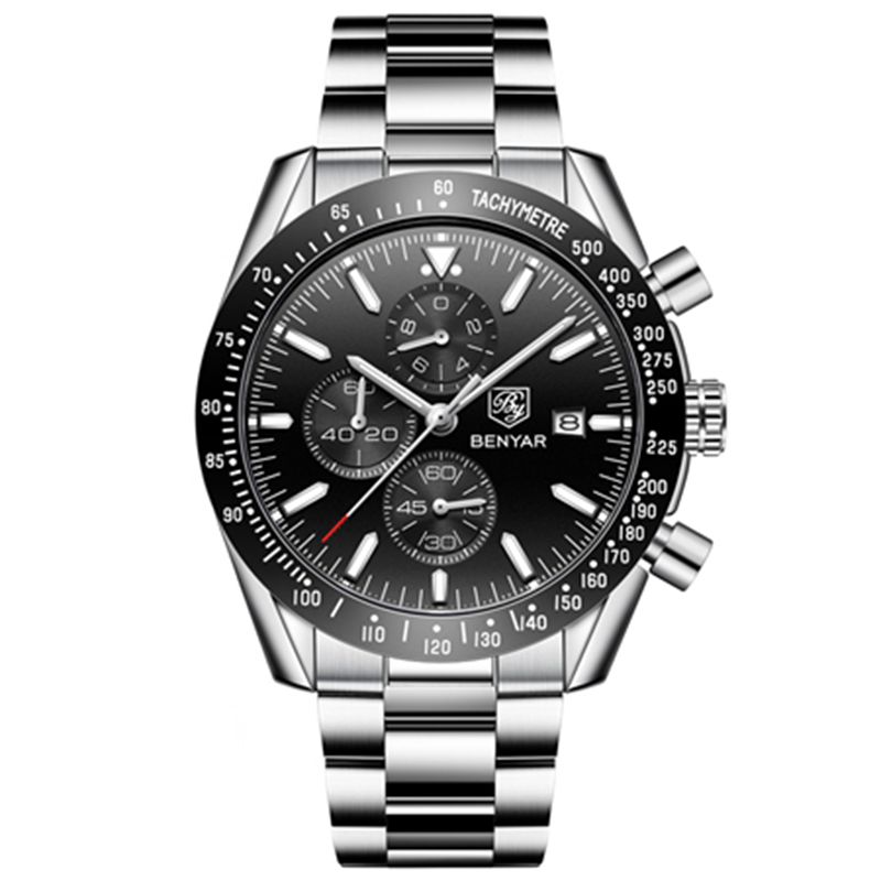 Relogio Masculino BENYAR 5140 часы мужские Топ люксовый бренд хронограф спортивные мужские часы военные кожаные кварцевые наручные часы