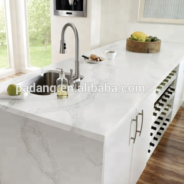 Белые Искусственные кварцевые каменные плиты Calacatta для столешницы