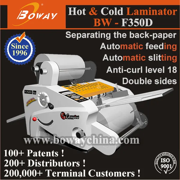 Machine Laminating F350D 350mm 2 Sides Hot-Cold Full Automatic Book Cover Paper Laminating Machine