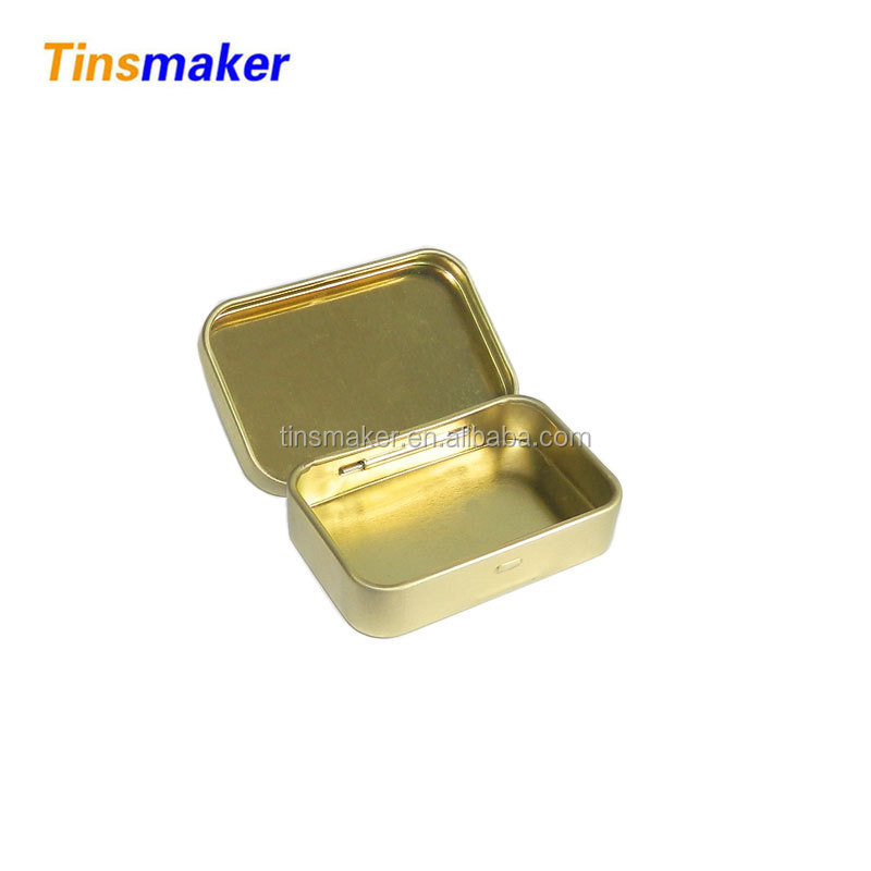 mini gold tin box  small hinged tins