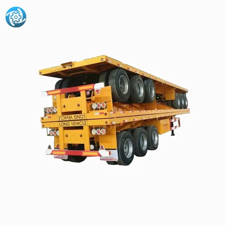 Low Price High Quality Tri-Axle 3 Axle 40Ton 40 Ft Flatbed Flat Bed Container New Semi Truck Trailer
