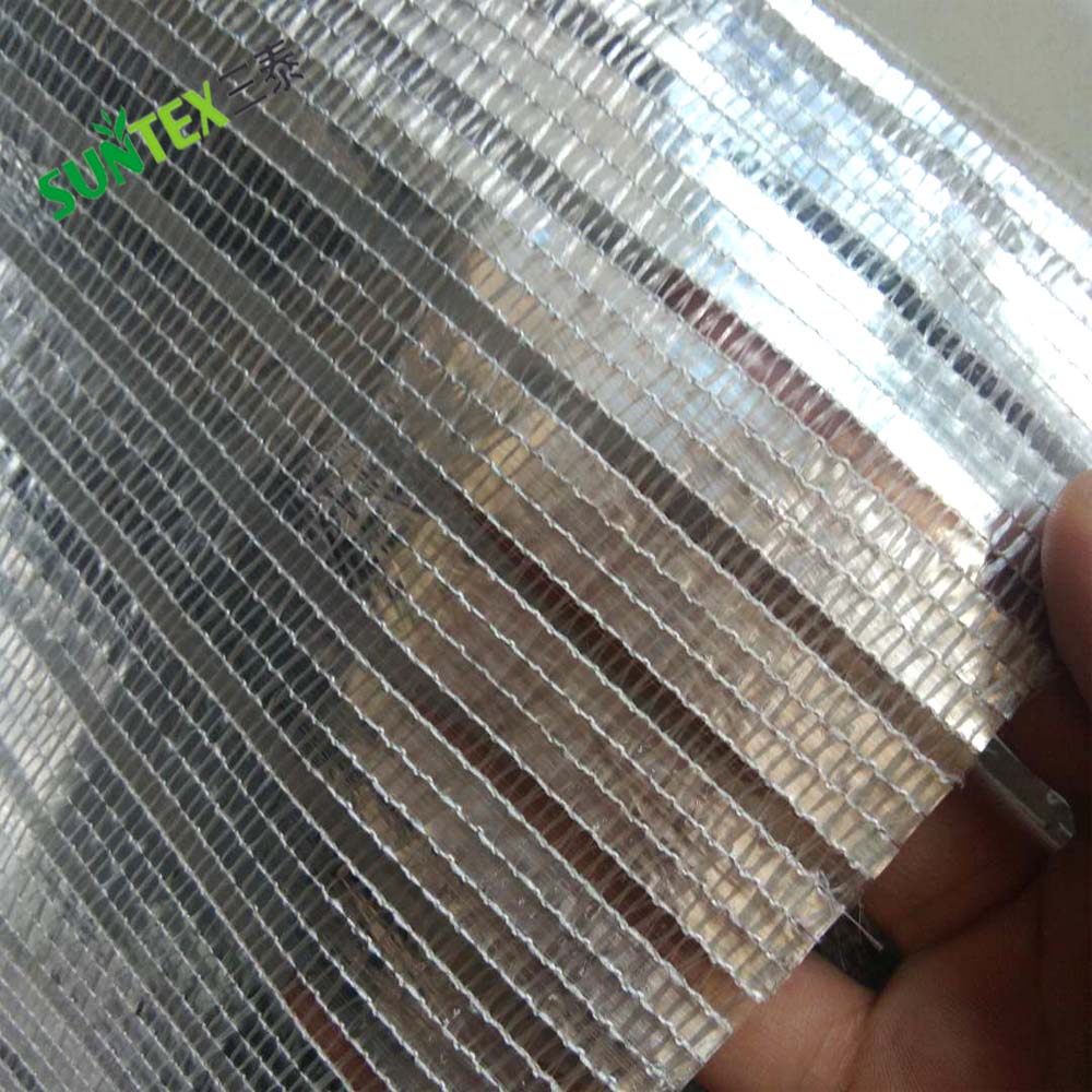 Hdpe 70% Светоотражающая крутая алюминиевая затеняющая ткань для теплицы/Сельскохозяйственная алюминиевая фольга Солнцезащитная сетка/пластиковая серебряная затеняющая сетка