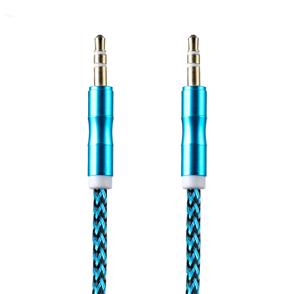 Factory stocks a clearance sale 1m 3.5mm bamboo shape metal connector 7 colors AUX adapter cable