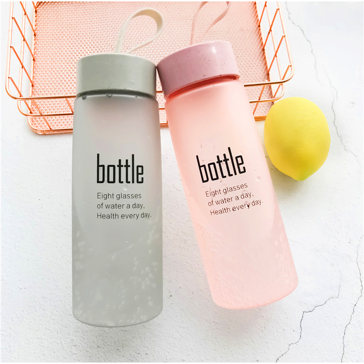 520ml wheat straw plastic water bottle with rope, frosted glass spray bottle Wholesale