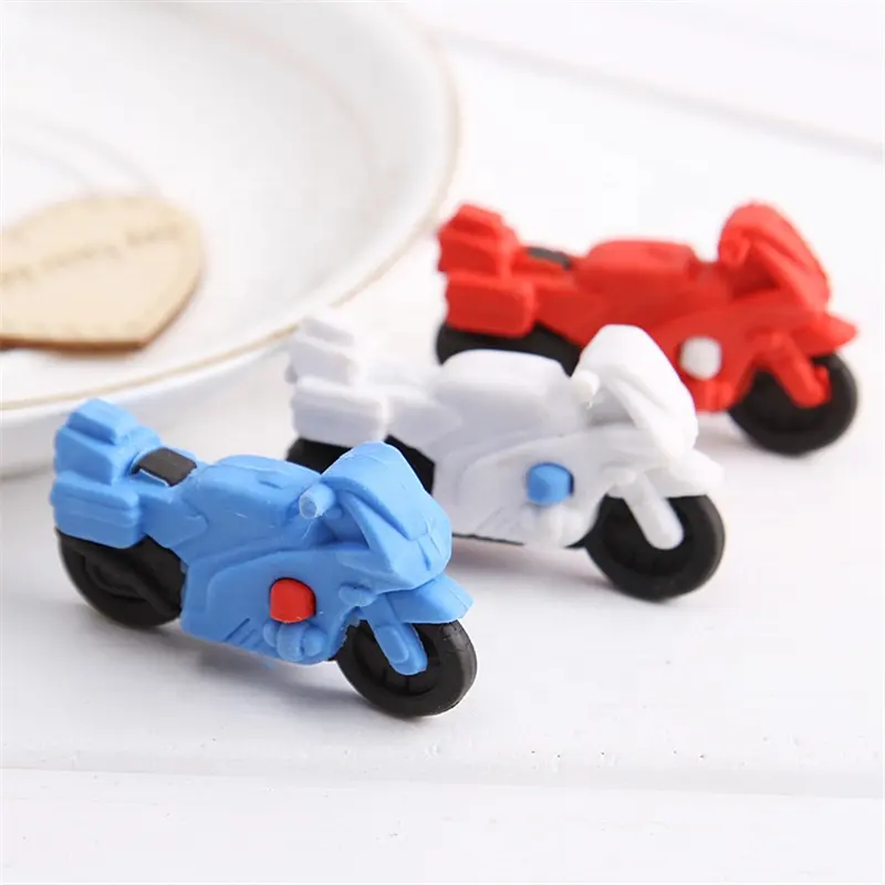 Cartoon 3D Motorcycle Cool Toy Sports Special School Rubber Eraser For Pencil