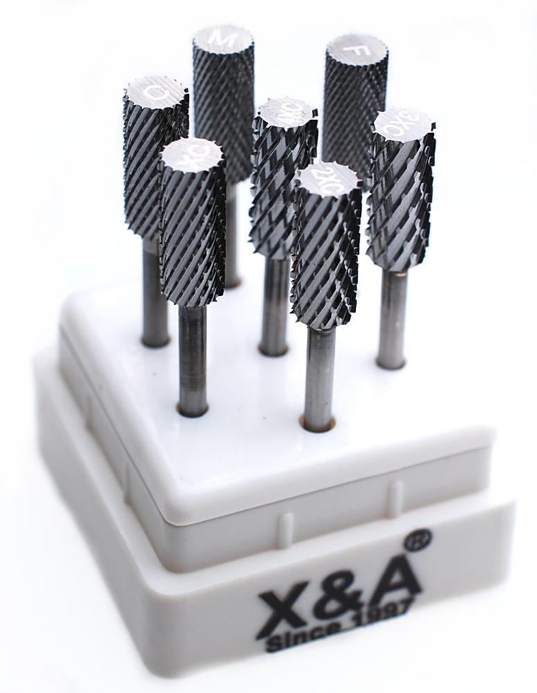 X & A Brand небольшого размера бочонок разрядные Tungsten Карбид фрез для маникюра/педикюра для маникюра, фрезер для ногтей, сверлильный, тонкой F