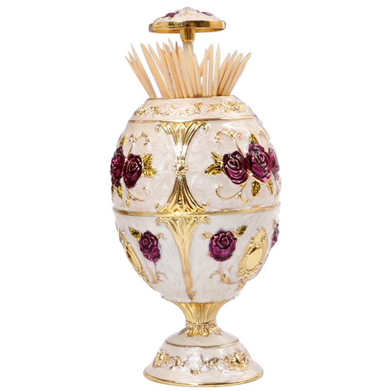 Автоматический круглый эмалированный Держатель Для Зубочисток Faberge из сплава, Держатель Для Зубочисток для украшения дома