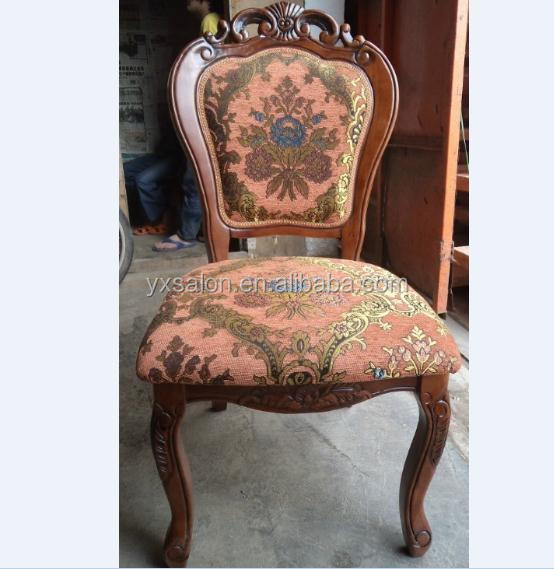 2018 Latest High Gloss French Style 3 Years Warranty Oak Wood Dinning Chair With Crystal Buttons