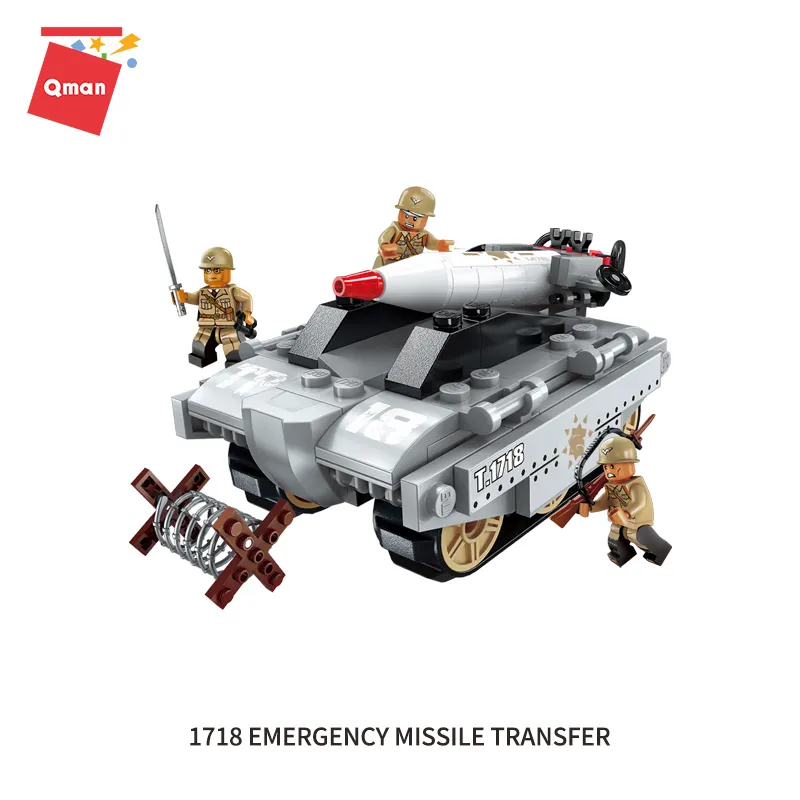 Qman Combat zones military armored vehicle jungle scout missile tank launcher building block toys