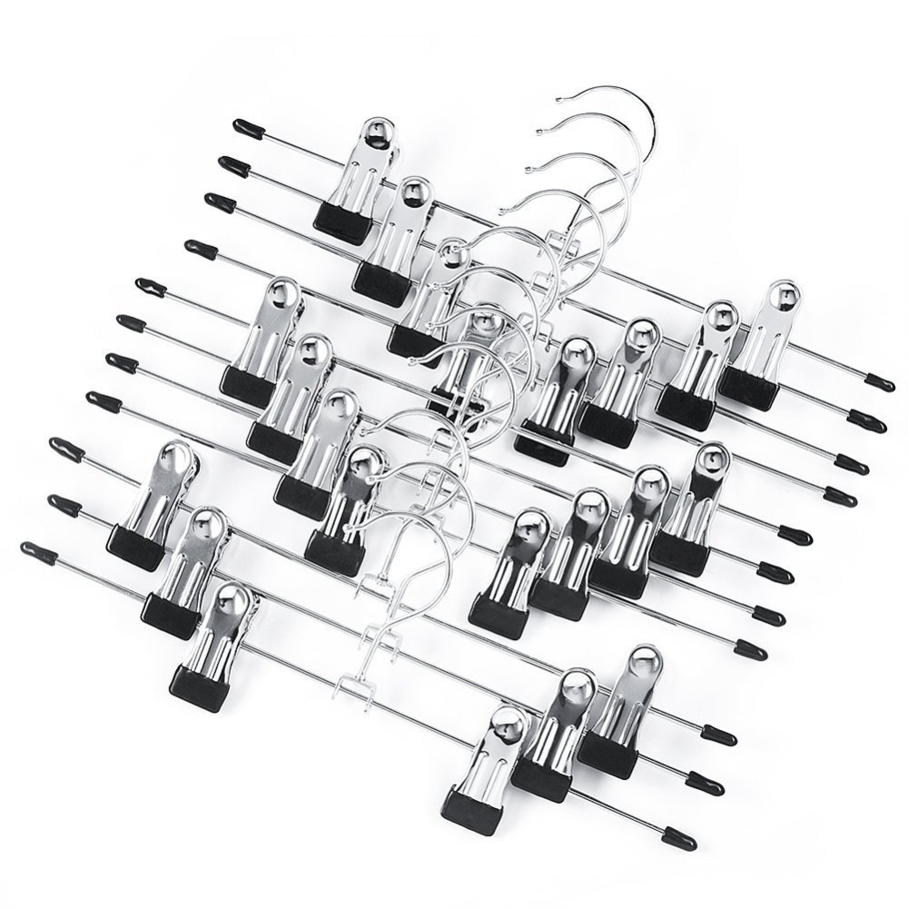 Inspring Metal Pants Skirt Hangers with 2 Adjustable Clips