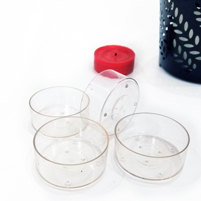 Small plastic tea light candle cups