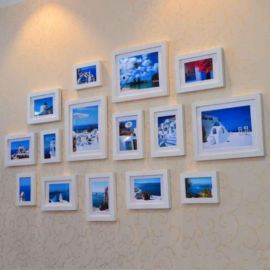 Белая фоторамка и матовая фоторамка набор стен