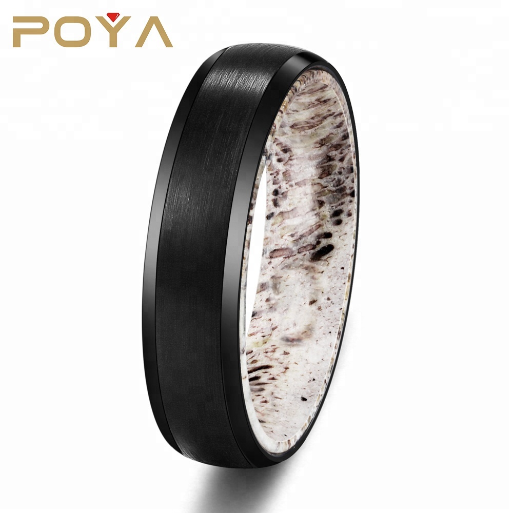 Ювелирные изделия POYA, 6 мм, олень, рог, матовая отделка, черный вольфрам, свадебный браслет, удобный, подходит для мужчин и женщин
