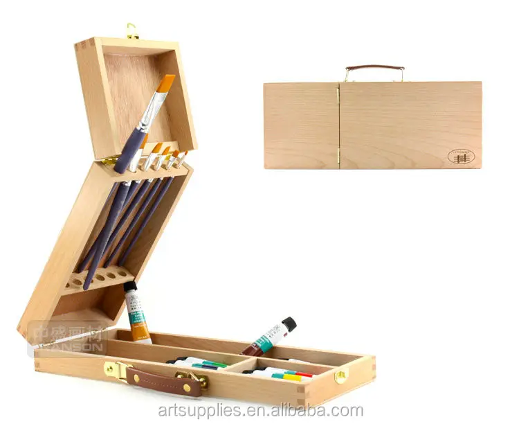 Portable beech wood oil painting box easel box,highly quality