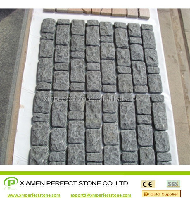 tumbled black granite G684 black pearl granite pavement
