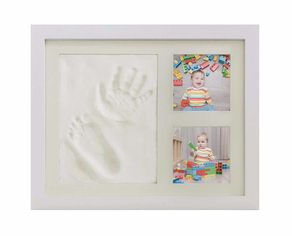 Baby Handprint Kit & Footprint Photo Frame for Newborn Girls and Boys, Unique Baby Shower Gifts Set for Registry, Memorable Keep