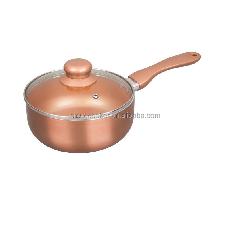 New Hot Selling copper color nonstick ceramic coating sauce pan or milk pot