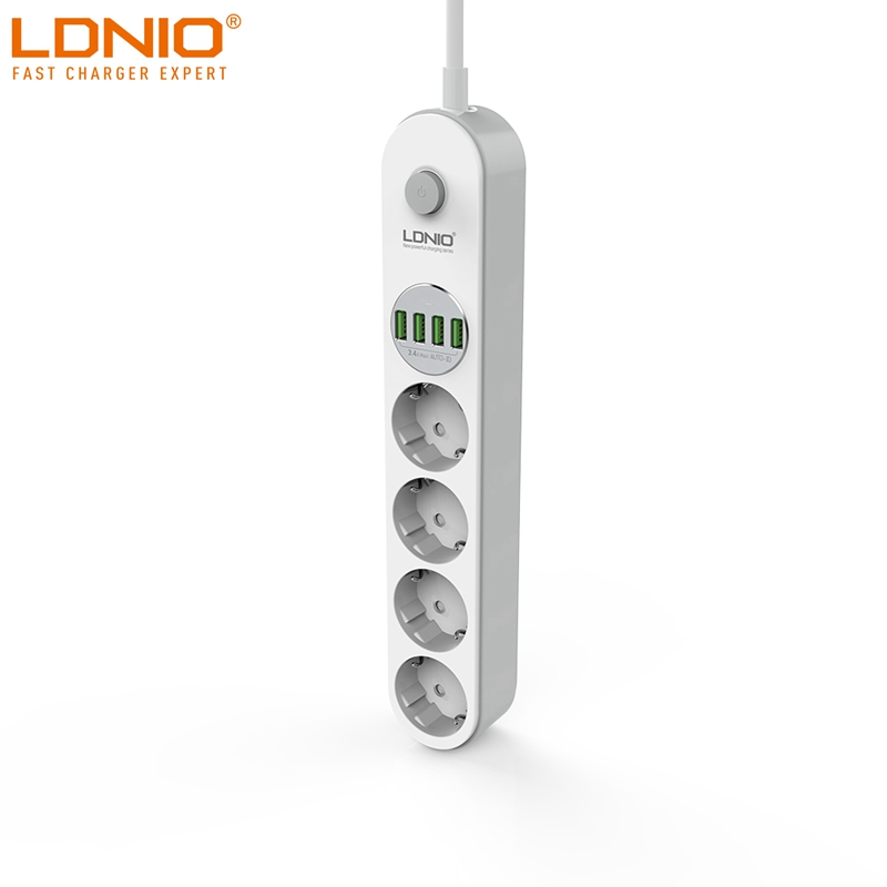 Удлинитель LDNIO с 4 USB-портами и 4 розетками, 2 м