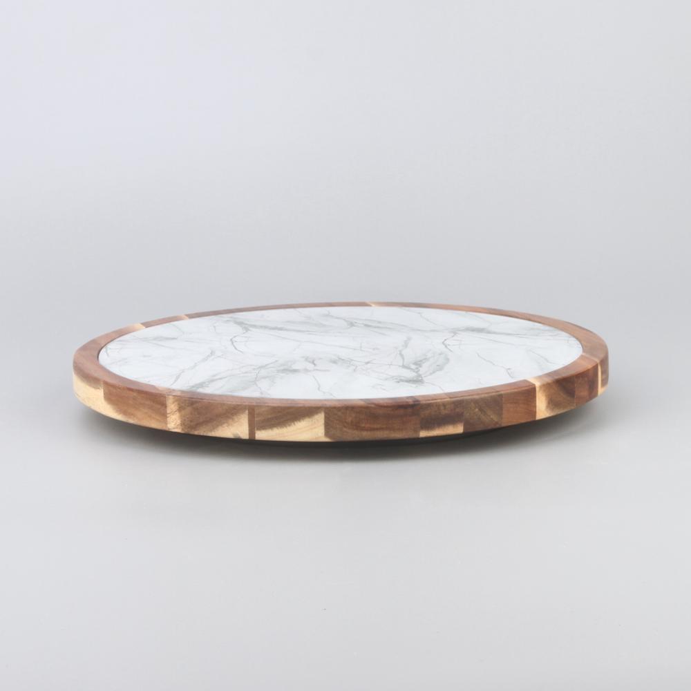 Marble Glass Lazy Susan With Turner