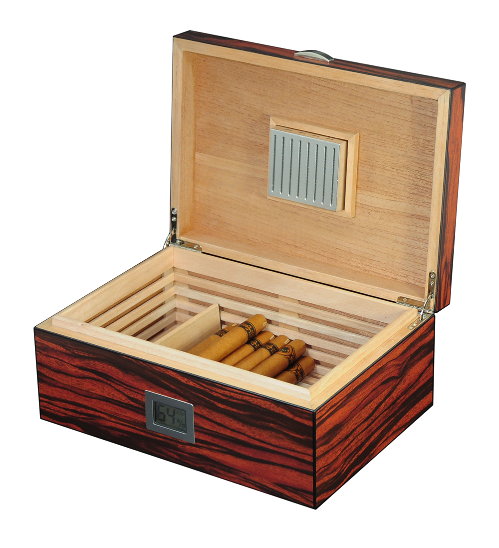 Unique Ebony Big Wooden Cigar Holder Box for Packaging 50 CT Cigars