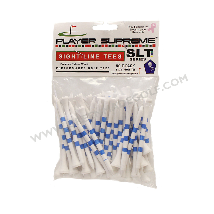 Big size header card PE bag packing with 70mm circle stripe printing wooden golf tees