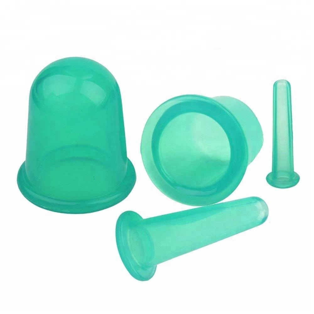 reusable cupping set 4 silicone cupping therapy, equipments of traditional chinese medicine