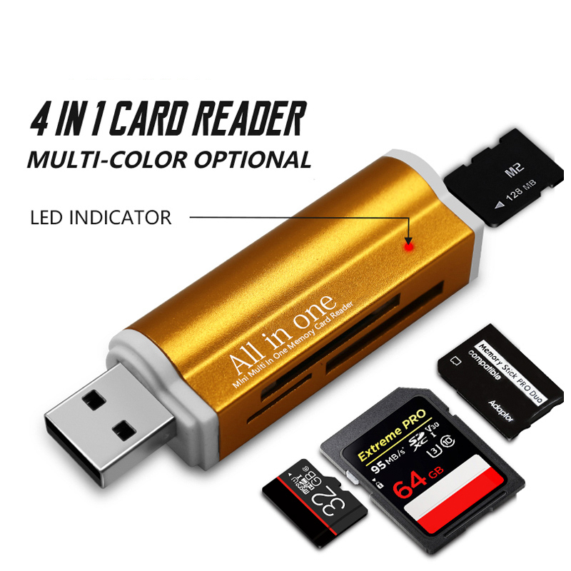 Все в 1, Многофункциональный Смарт USB 2,0 TF M2 MS SD кардридер для компьютера
