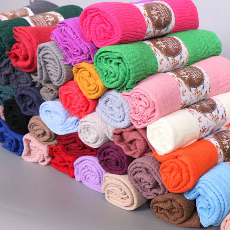 TOROS Hot Selling Stock 76 Colours Shawl Scarf Islamic Muslim Women Plain Crinkle Hijab