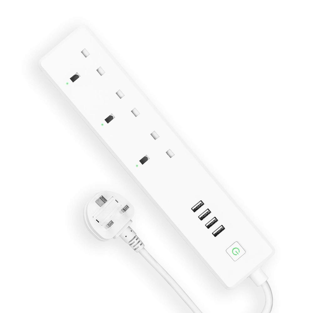 Умный сетевой фильтр с Wi-Fi, 3 порта переменного тока, 4 USB-порта, меросс, умный сетевой фильтр, работает с Alexa Google Assistant и пультом дистанционного управления IFTTT