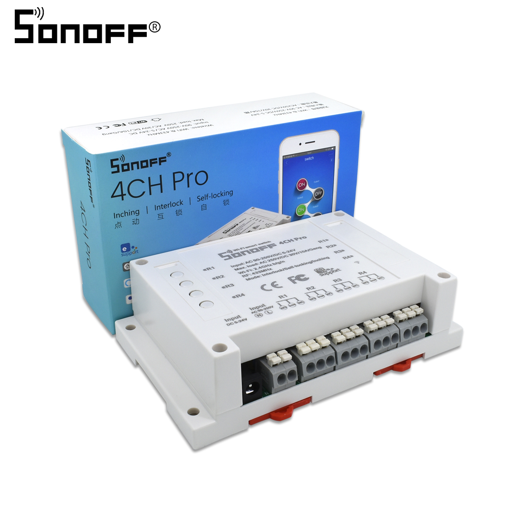 Беспроводной смарт-переключатель Sonoff, 433 МГц, 4 канала, Wi-Fi