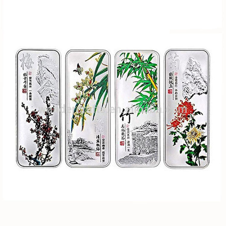 WD 2024 gift items lead free metal souvenir zinc die cast flower pad printing grainy enamel Silvering Nugget Metal Ingot Bar
