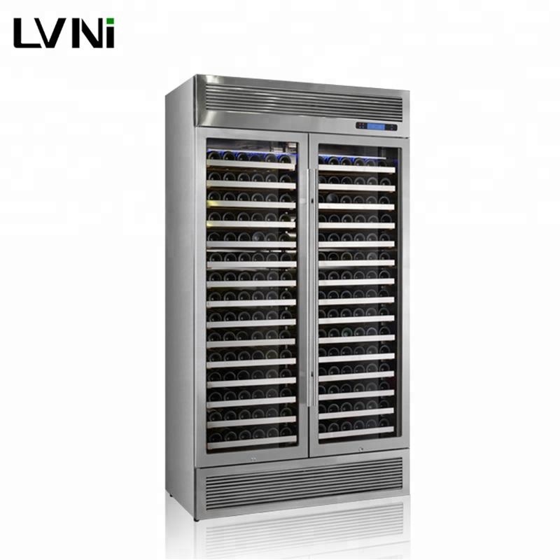 LVNI Высококачественная вилла, черная, титановая сталь, 320 бутылок, коммерческий охладитель вина, холодильник