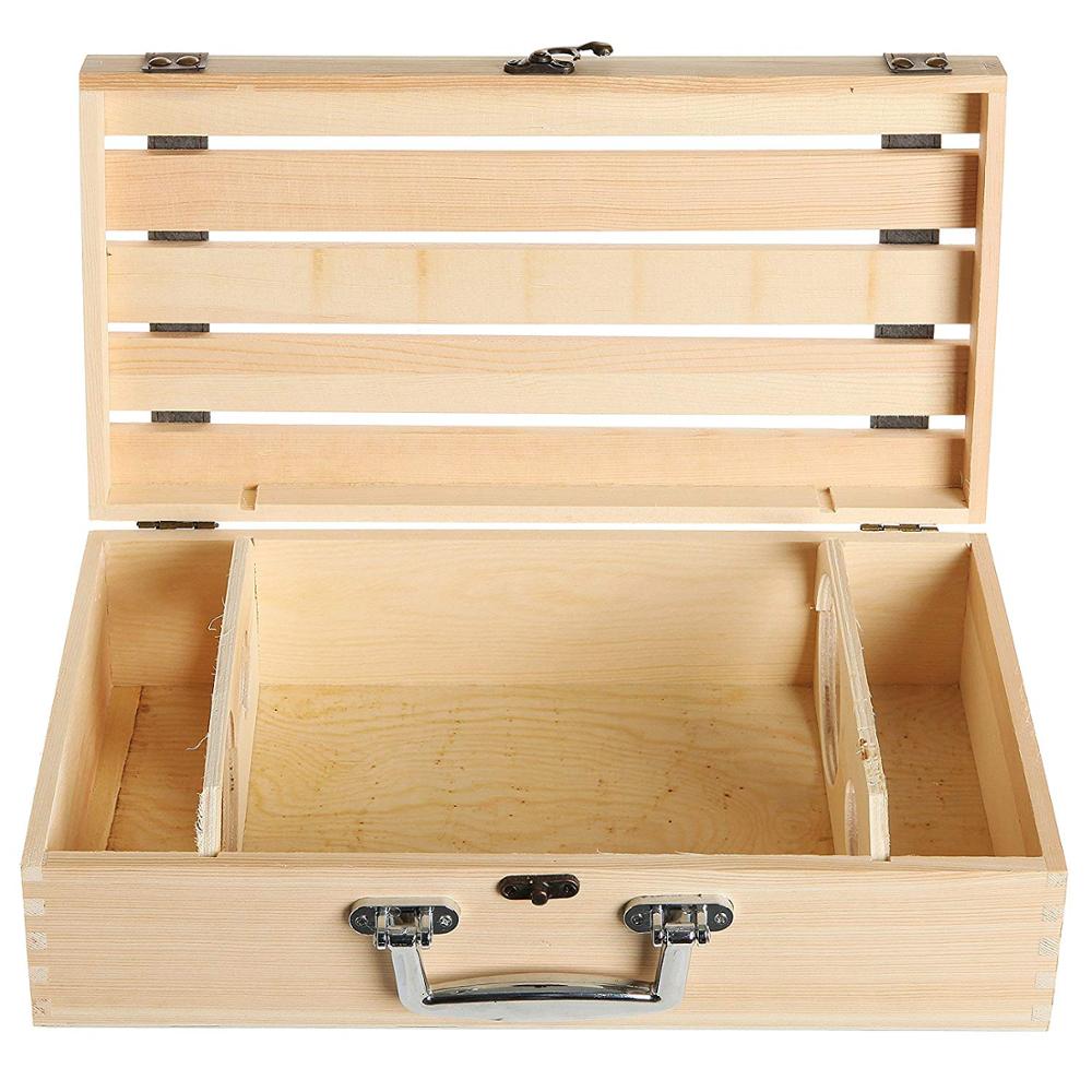 Handmade Vineyard Design Natural Pine Wood Crate 2 Wine Bottle Travel Storage Box Carrying Display Case
