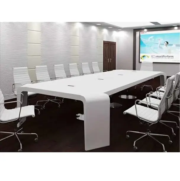 Modern white rectangle design marble top meeting conference table